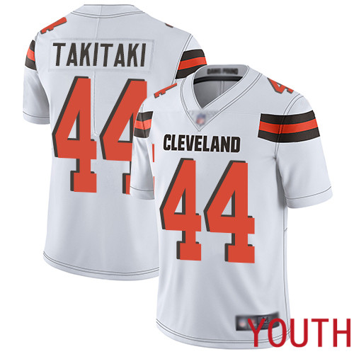 Cleveland Browns Sione Takitaki Youth White Limited Jersey #44 NFL Football Road Vapor Untouchable